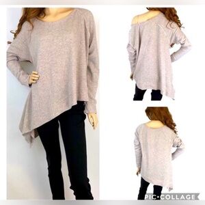 Free People Asymmetrical One to Beat Sweater Distressed Boho Chic S